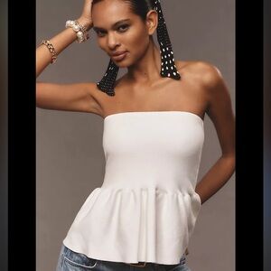 NWT Anthropologie Ivory Strapless Knit Peplum Tube top
